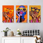 3pcs Vibrant Fashion Glasses Art, Bold Colorful Metal Print Ready to Hang Art
