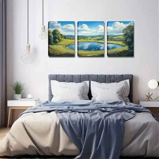 3pcs Sunny Weather Elegant Style Wall Art Set Canvas Framed 40x60cm - High Quality Print 100% Australian Made Wall Canvas Ready to Hang