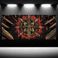3pcs Medieval Sword and Skeletons Metal Print Ready to Hang Art