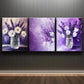 3pcs Purple Themed White Florals Metal Print Ready to Hang Art
