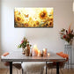 Golden Petals & Brown Floral Wall Art Canvas Office Home Room Framed 120x60cm