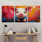 3pcs Painting Cute Pig Colourful Pink Metal Print Ready to Hang Art