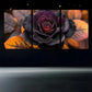 3pcs Purple Rose Floral Golden Leaves Metal Print Ready to Hang Art