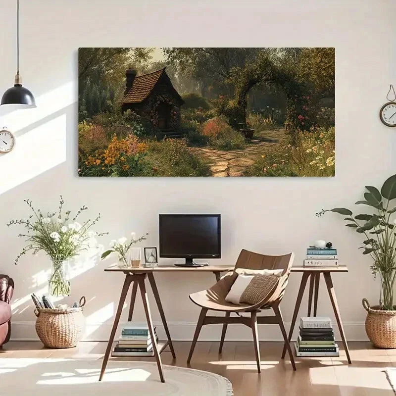 Stone Path And Arched Porch Wall Art Canvas Office Home Room Framed 120x60cm