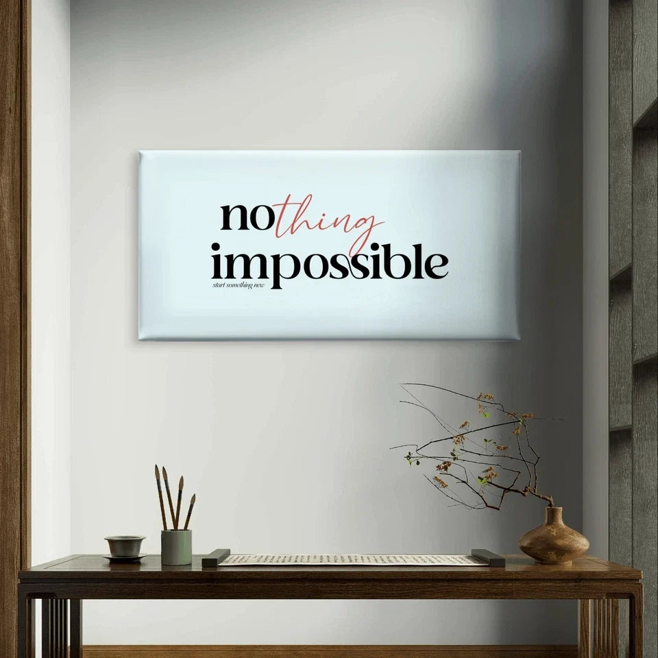 Nothing is Impossible Inspirational Wall Art Canvas Office Home Framed 120x60cm