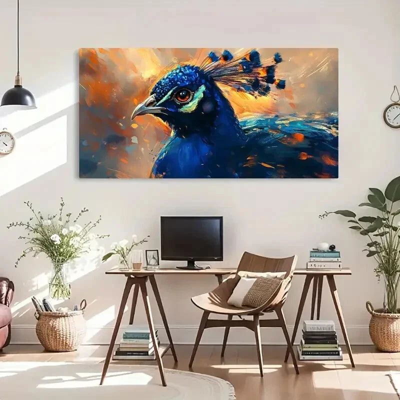 Peacock Artistic Feather Décor Wall Art Canvas Office Home Room Framed 120x60cm