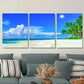 3pcs Palm Trees & Sandy Shoreline Beach Paradise Wall Art Set Canvas Framed 40x60cm - High Quality Print 100% Australian Made Wall Canvas Ready to Hang