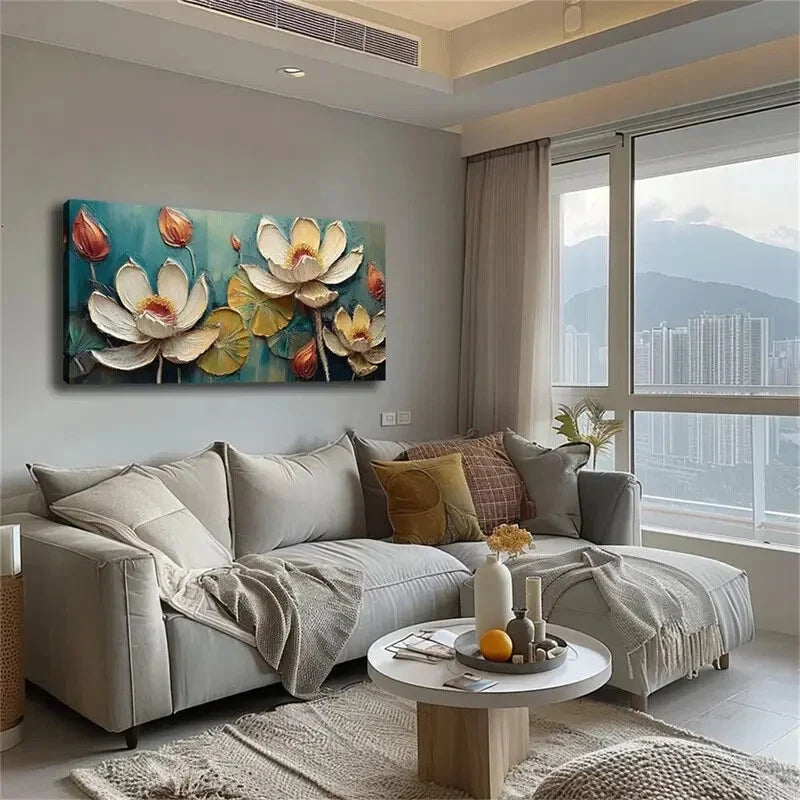 Lotus Flowers Have Blooming Wall Art Canvas Office Home Room Framed 120x60cm