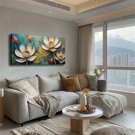 Lotus Flowers Have Blooming Wall Art Canvas Office Home Room Framed 120x60cm