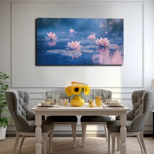 Pink White for Lotus Floating Wall Art canvas office home room framed 120x60cm