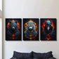 3pcs Fantasy Golden Red Flaming Ferocious Animal Wall Art Set Canvas Framed 40x60cm - High Quality Print 100% Australian Made Wall Canvas Ready to Hang