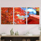 3pcs Autumn Red Maple Leaves Triptych Wall Art Set Canvas Framed 40x60cm - High Quality Print 100% Australian Made Wall Canvas Ready to Hang