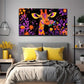 Vibrant Yellow Purple Giraffe Wall Art Canvas Office Home Room Framed 120x60cm