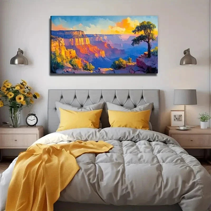Big Tree Canyon Perfect Wall Art Canvas Office Home Room Framed 80x45cm