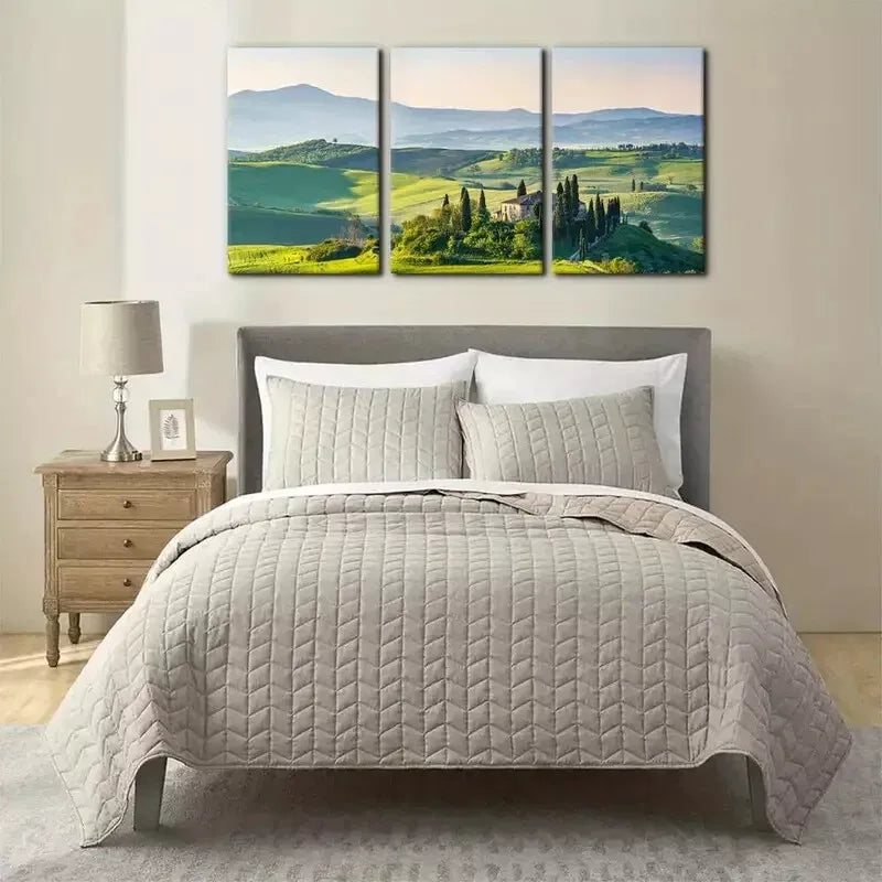 3pcs Vibrant Italian Countryside Scenery Wall Art Set Canvas Framed 40x60cm - High Quality Print 100% Australian Made Wall Canvas Ready to Hang
