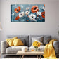 Orange Red & White Floral Wall Art Canvas Office Home Room Framed 120x60cm
