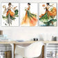3pcss Traditional Chinese Beauty dancing Wall Art Set Canvas Framed 40x60cm - High Quality Print 100% Australian Made Wall Canvas Ready to Hang