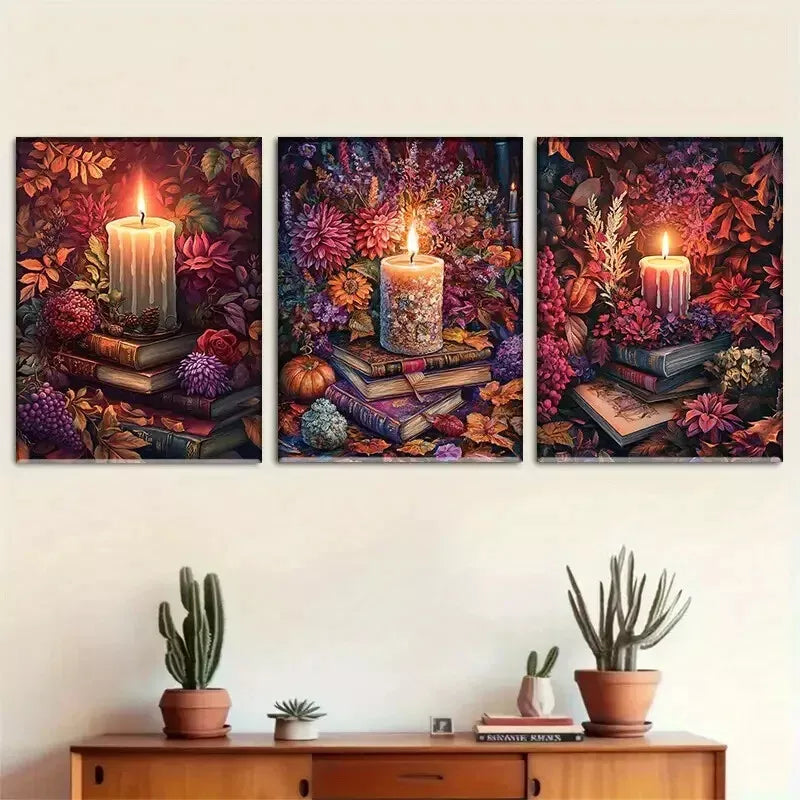 3pcs vibrant blossoming flowers Autumn-themed Wall Art Set Canvas Framed 40x60cm - High Quality Print 100% Australian Made Wall Canvas Ready to Hang