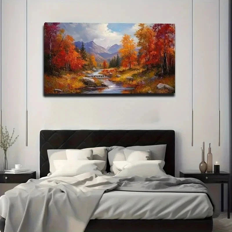 Red Maple Forest Creation Wall Art Canvas Office Home Room Framed 120x60cm