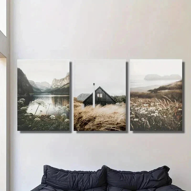 3pcs Natural Wildflower Landscape Photograph Wall Art Set Canvas Framed 40x60cm - High Quality Print 100% Australian Made Wall Canvas Ready to Hang
