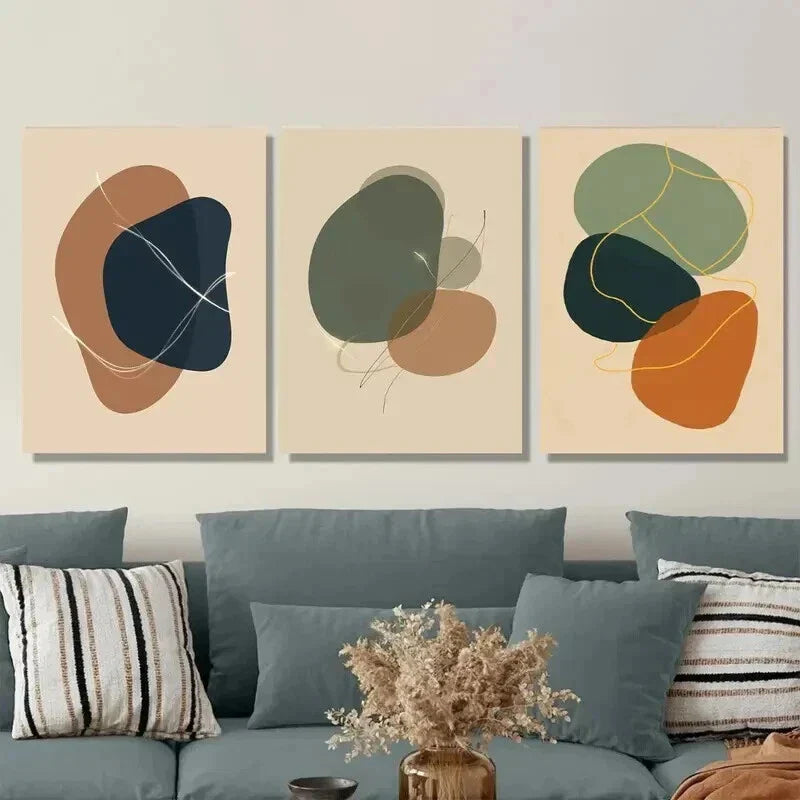 3pcs Abstract Modern Minimalist Wall Art Set Canvas Framed 40x60cm - High Quality Print 100% Australian Made Wall Canvas Ready to Hang