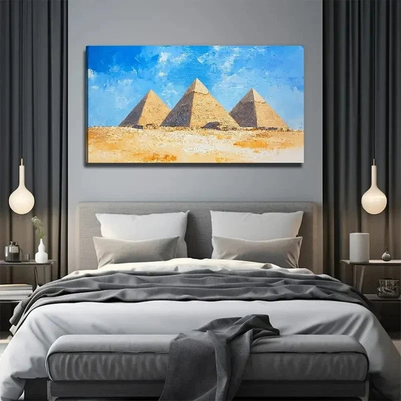 Egyptian Pyramid Modern Wall Art Canvas Office Home Room Framed 80x45cm