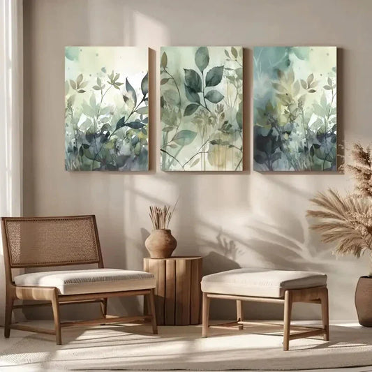 3pcs Botanical Painting Minimalist Modern Neutral Metal Print Ready to Hang Art