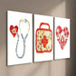 3pcs Floral Stethoscope & Heartbeat Design Wall Art Set Canvas Framed 40x60cm - High Quality Print 100% Australian Made Wall Canvas Ready to Hang