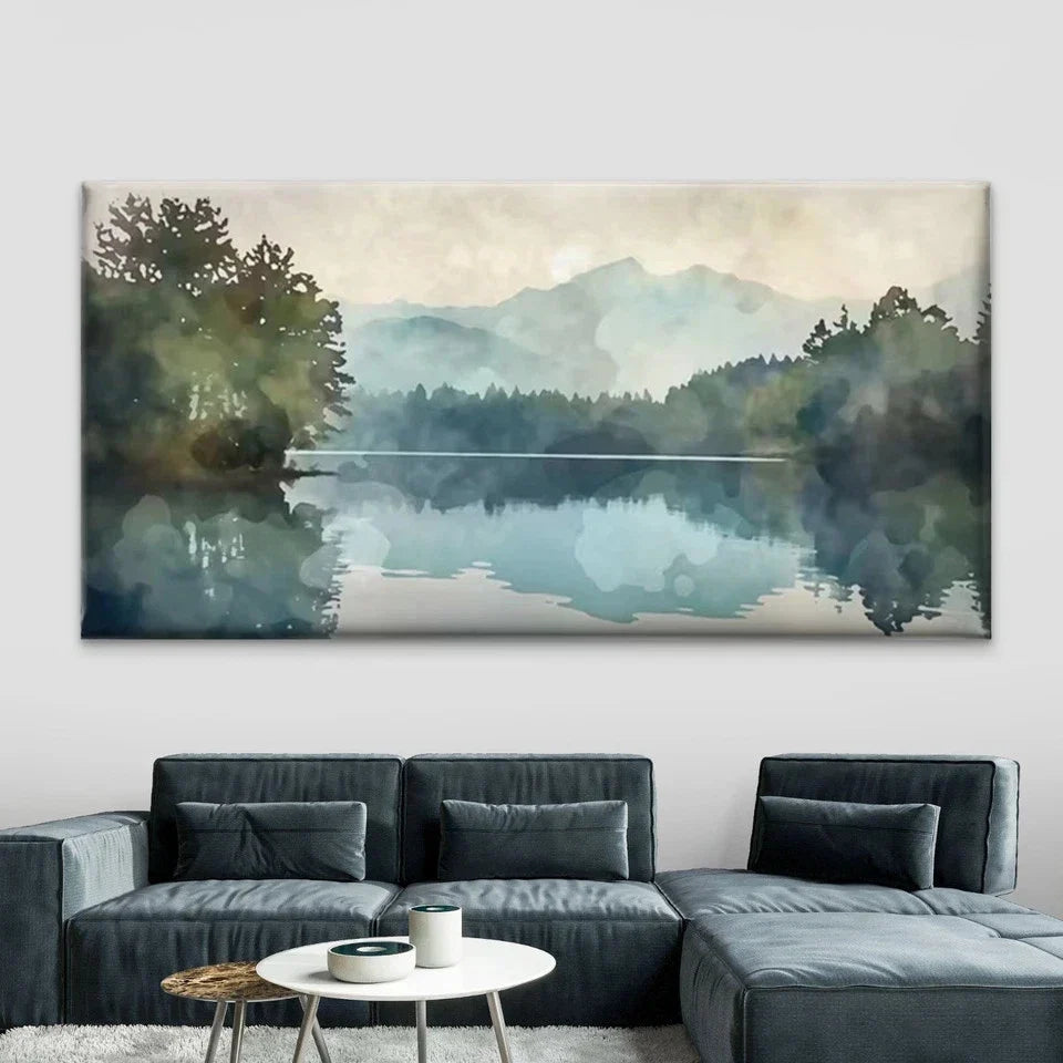 Serene Mountain & Forest Wall Art Canvas Office Home Room Framed 120x60cm