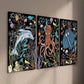3pcs Dolphin Octopus Stingray Underwater Wall Art Set Canvas Framed 40x60cm - High Quality Print 100% Australian Made Wall Canvas Ready to Hang