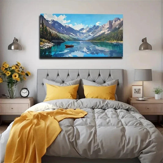 Autumn Lake Landscape Décor Wall Art Canvas Office Home Room Framed 120x60cm