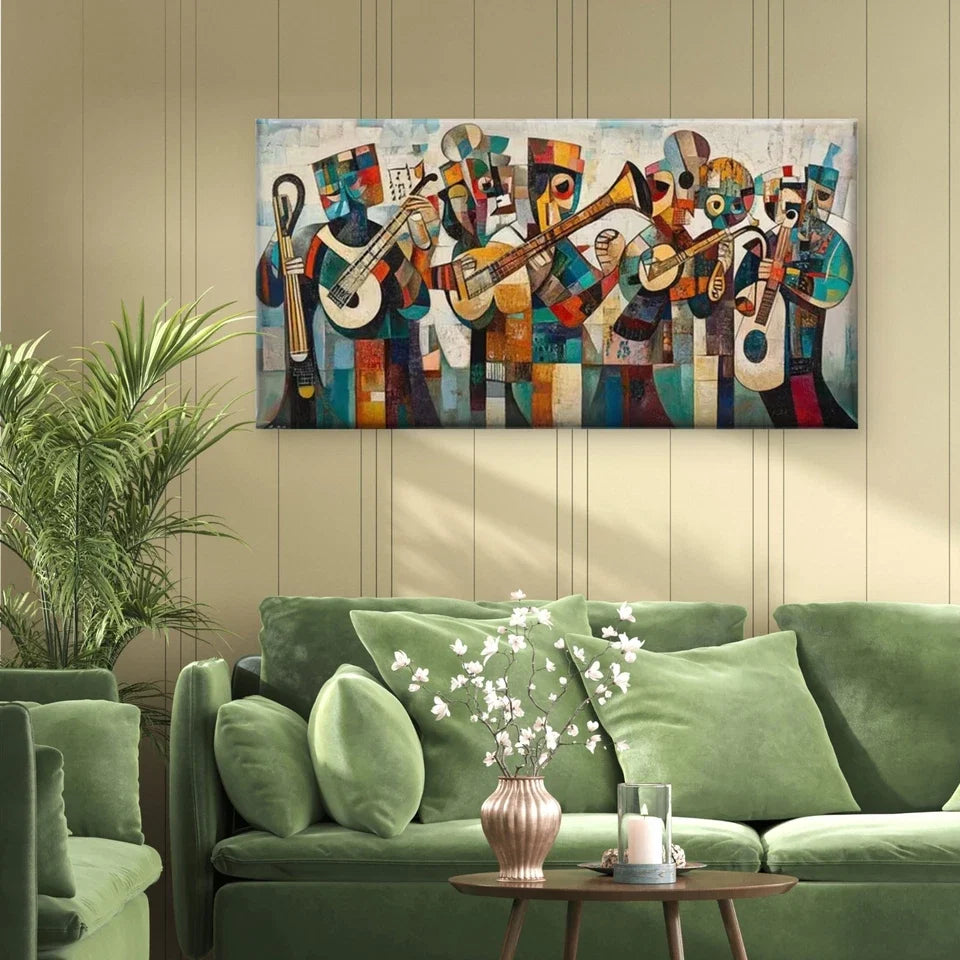 The Geometric Orchestra Wall Art Canvas Office Home Room Framed 120x60cm