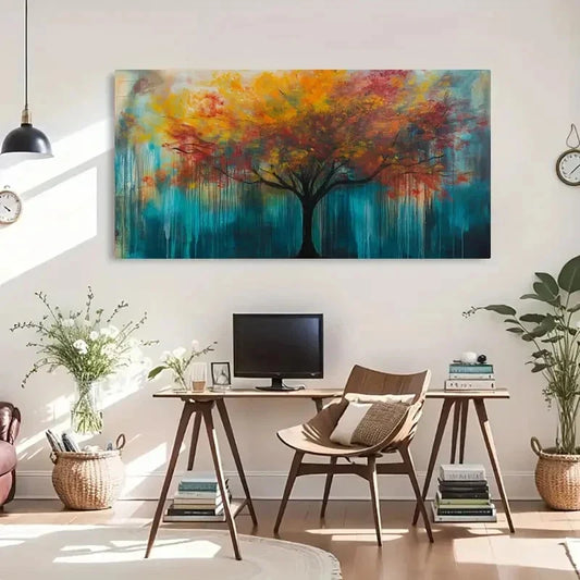 Contemporary Retro Landscape Wall Art Canvas Office Home Room Framed 120x60cm