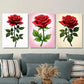 3pcs Elegant Red Rose Triptych Classic & Glam Wall Art Set Canvas Framed 40x60cm - High Quality Print 100% Australian Made Wall Canvas Ready to Hang
