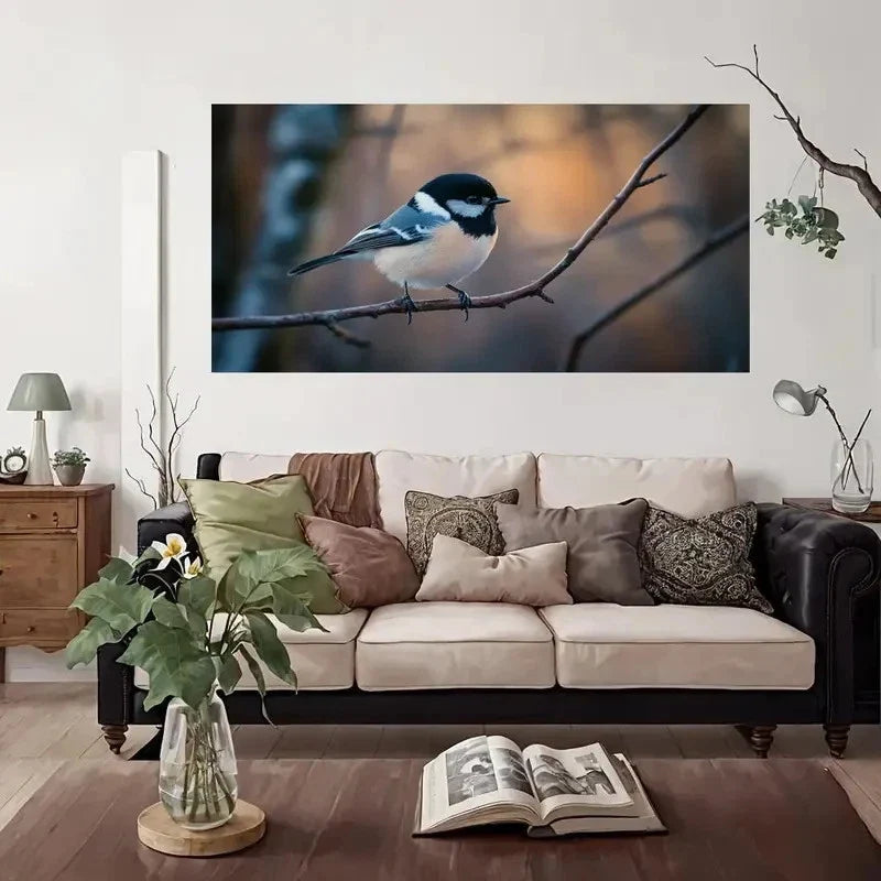 Vintage Bird On Branch Wall Art Canvas Office Home Room Framed 80x45cm