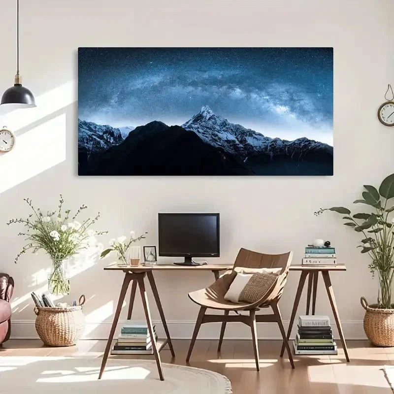 Starry Mountain Serenity Wall Art Canvas Office Home Room Framed 120x60cm