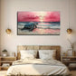 Turtle On The Beach Modern Wall Art Canvas Office Home Room Framed 80x45cm