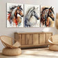 3pcs Modern Art Modern Abstract Style Horse Wall Art Set Canvas Framed 40x60cm - High Quality Print 100% Australian Made Wall Canvas Ready to Hang