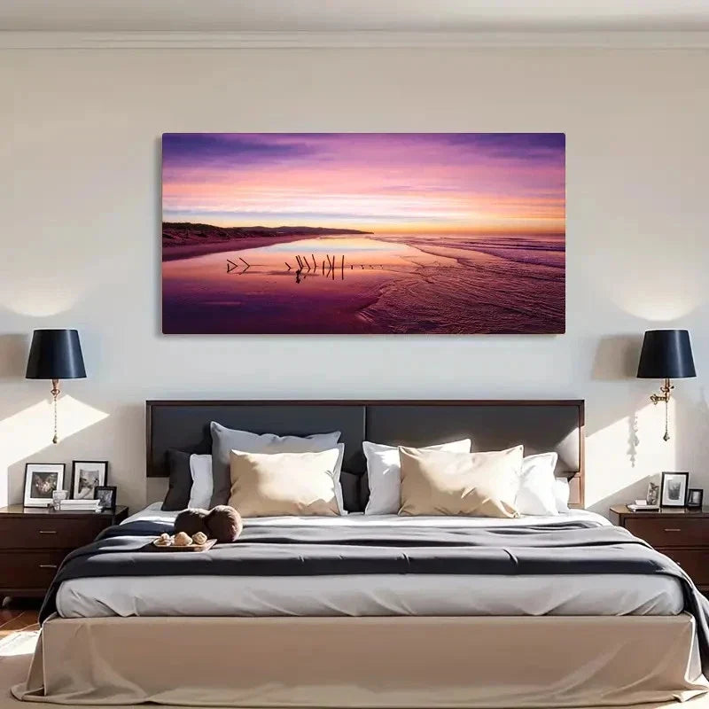Vintage Dunedin Sunrise Wall Art Canvas Office Home Room Framed 120x60cm