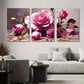 3pcs Elegant Abstract Rose Modern Chic Botanical Metal Print Ready to Hang Art