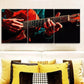 3pcs Man Playing Abstract Brown Guitar Metal Print Ready to Hang Art