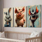 3pcs Bunny in Suit Whimsical Hyena and Pig Wall Art Set Canvas Framed 40x60cm - High Quality Print 100% Australian Made Wall Canvas Ready to Hang