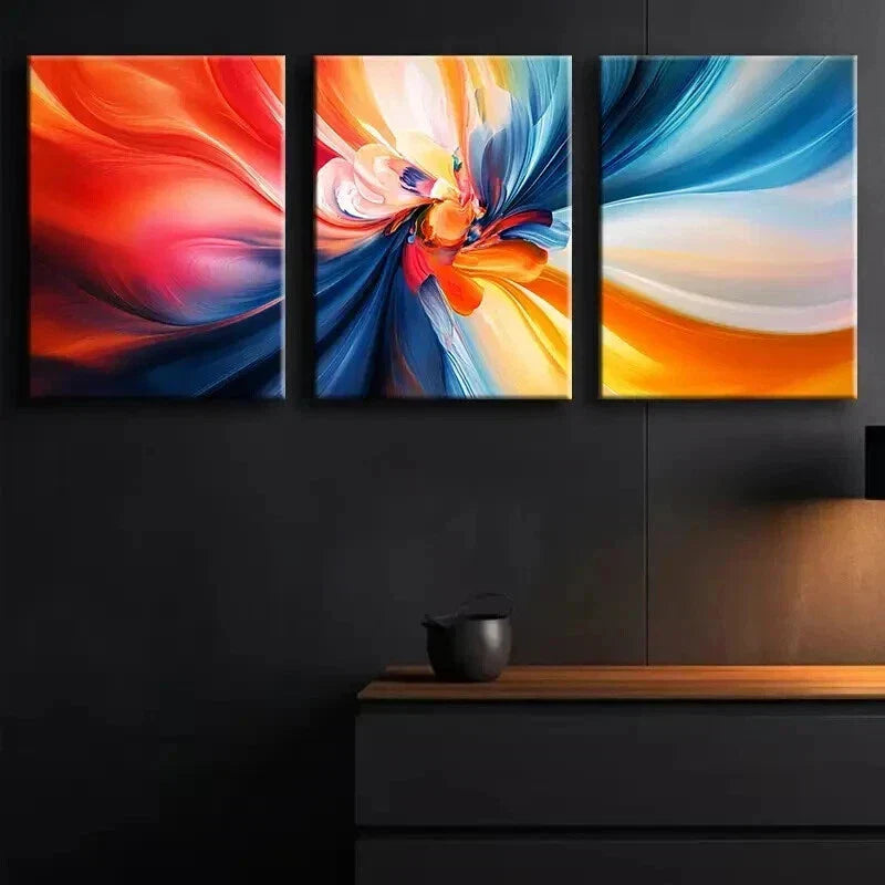 3pcs Colorful Swirling Vortex of Colors Perfect Wall Art Set Canvas Framed 40x60cm - High Quality Print 100% Australian Made Wall Canvas Ready to Hang