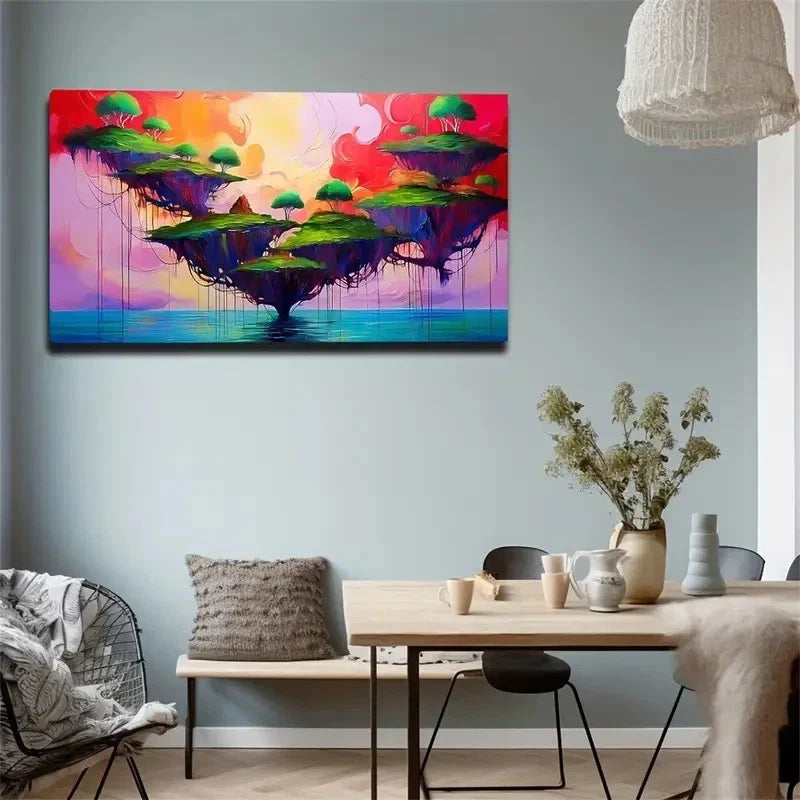 Magical Land Layered Wall Art Canvas Office Home Room Framed 80x45cm