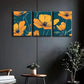 3pcs Orange Floral Colorful Pattern Perfect Wall Art Set Canvas Framed 40x60cm - High Quality Print 100% Australian Made Wall Canvas Ready to Hang