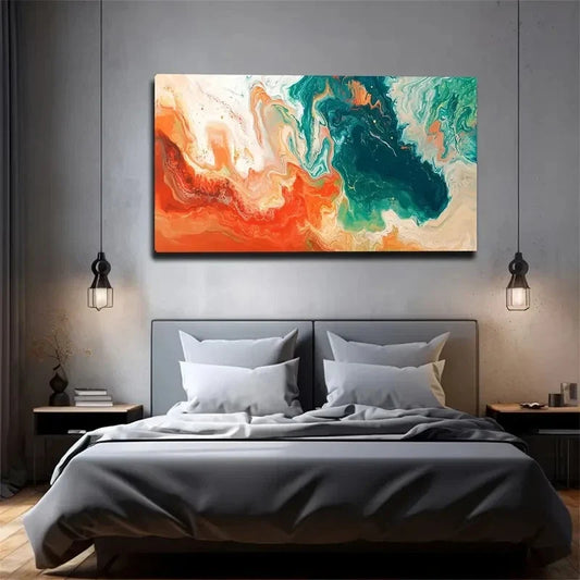 Bohemian Style Abstract Wall Art canvas office home room framed 120x60cm