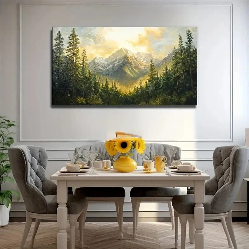 Majestic Mountain Landscape Wall Art Canvas Office Home Room Framed 80x45cm