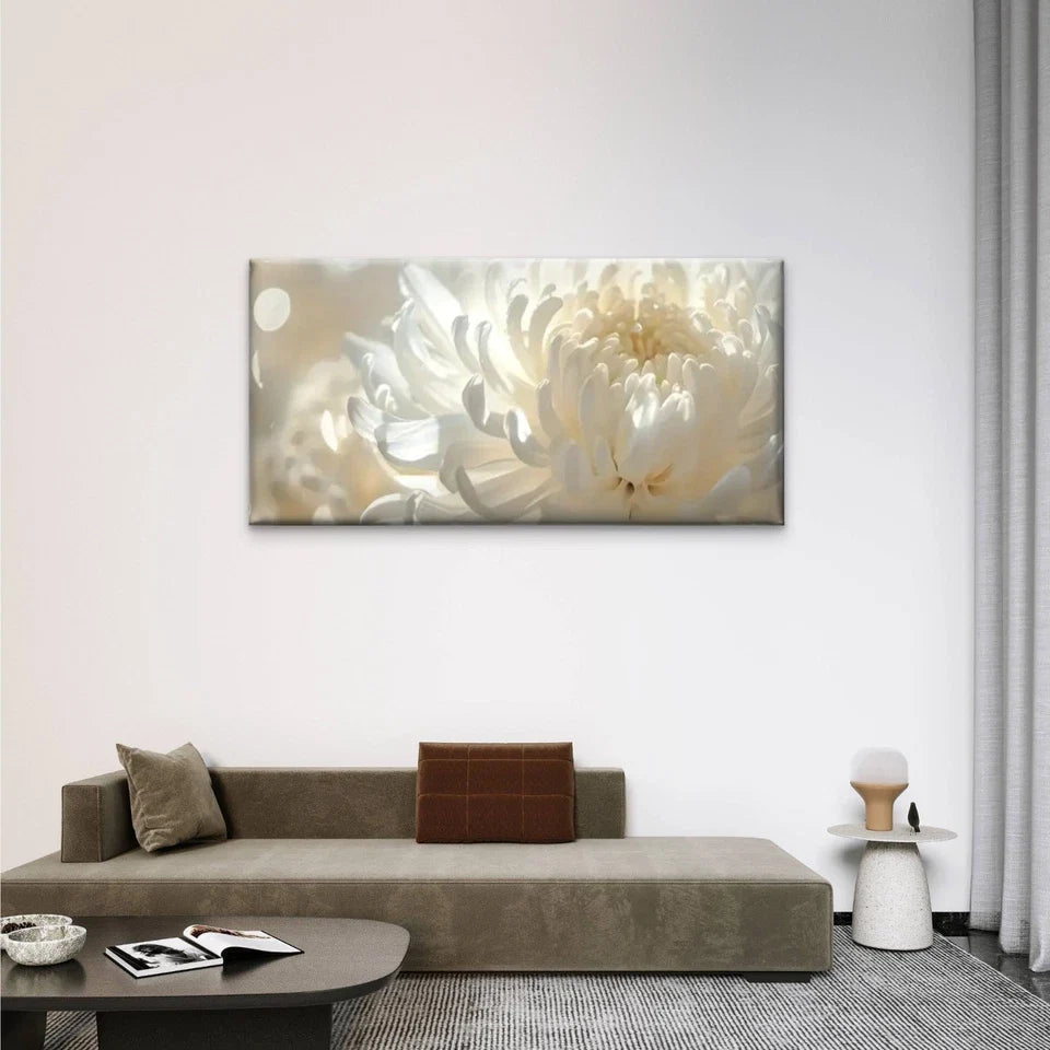 White Flowers Yellow Petal Wall Art Canvas Office Home Room Framed 120x60cm