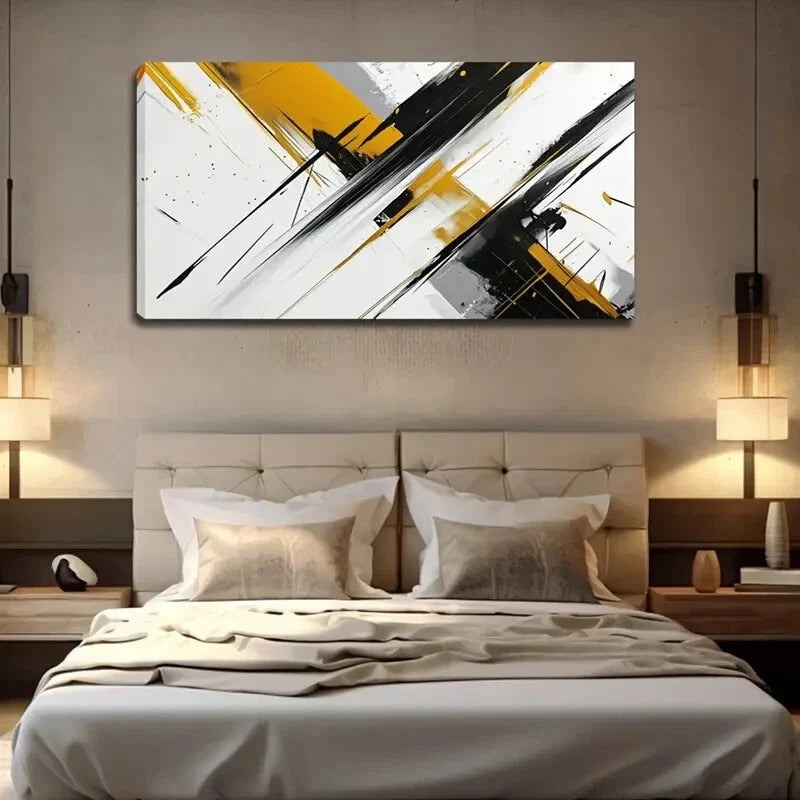 Golden Gray Geometric Shapes Wall Art Canvas Office Home Room Framed 120x60cm