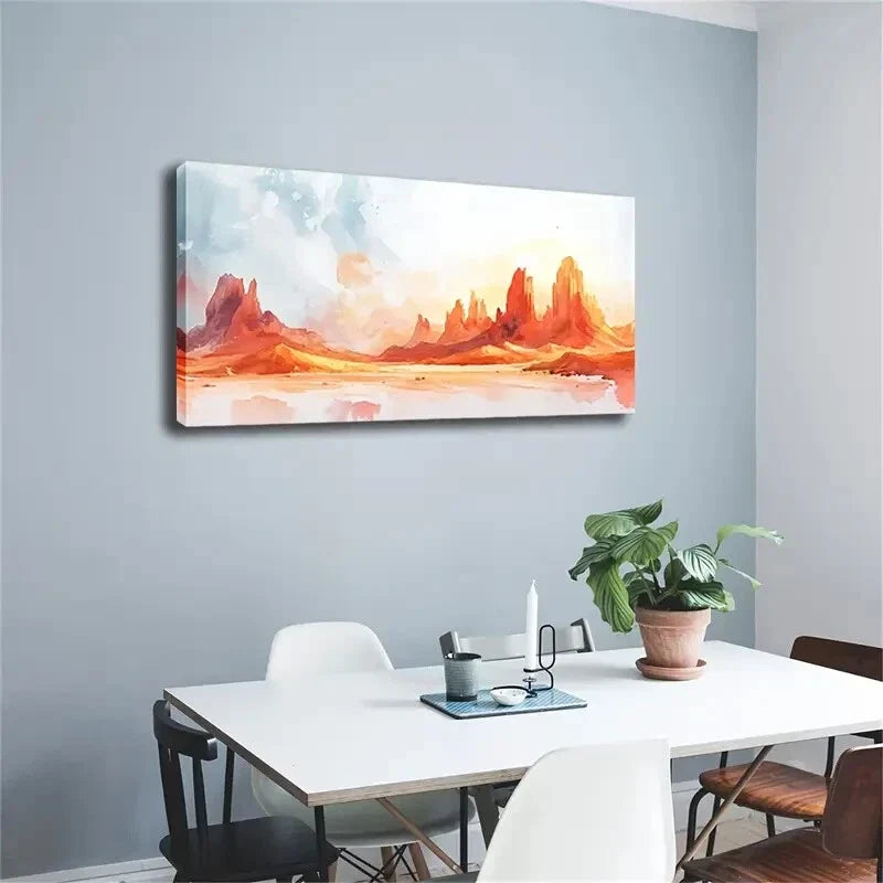 Orange Rock Mountain Trees Wall Art Canvas Office Home Room Framed 120x60cm